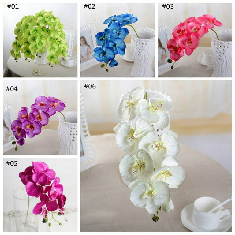 8 Heads Butterfly Orchid Silk Flower Bouquet Phalaenopsis Wedding Party  Decor
