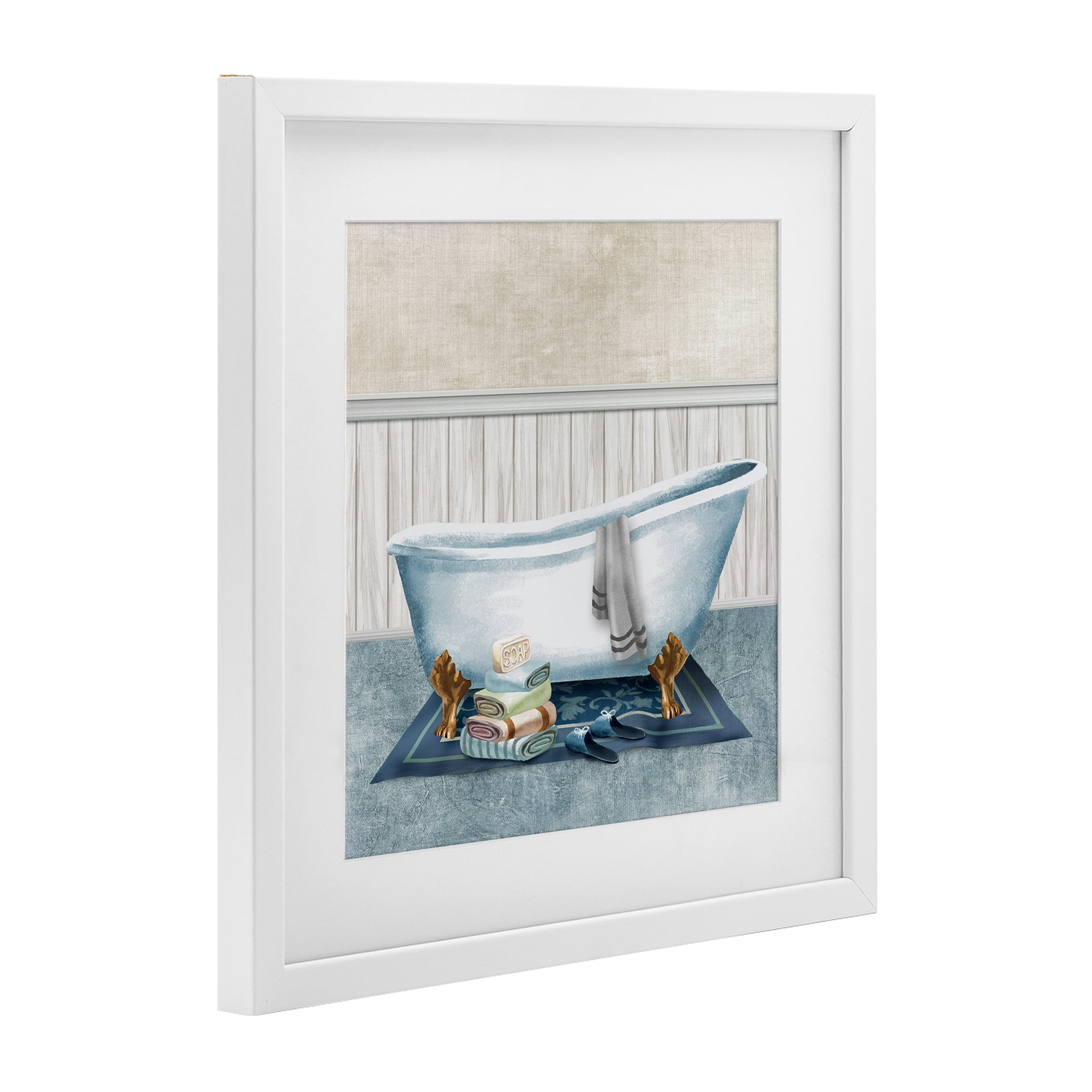 Stupell Industries Cozy Clawfoot Bathtub Spa White Framed Print Under Glass, design by Conrad Knutsen