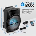 thumbnail image 4 of Bocina Portátil de 12 Pulgadas con Bluetooth Pyle, 1200 Watts, Batería Recargable, Luces LED de Fiesta, Karaoke, USB, MP3, Auxiliar y Radio FM, 4 of 5
