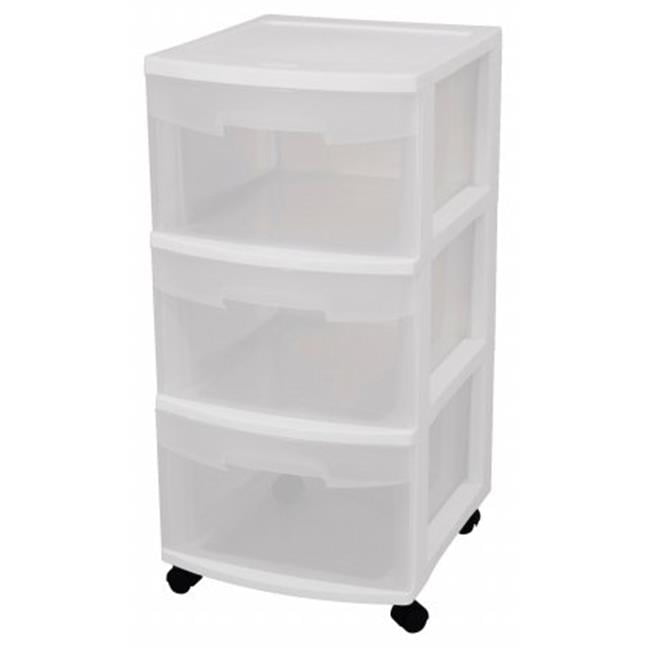 3 Drawer White Storage Cart Pack of 2