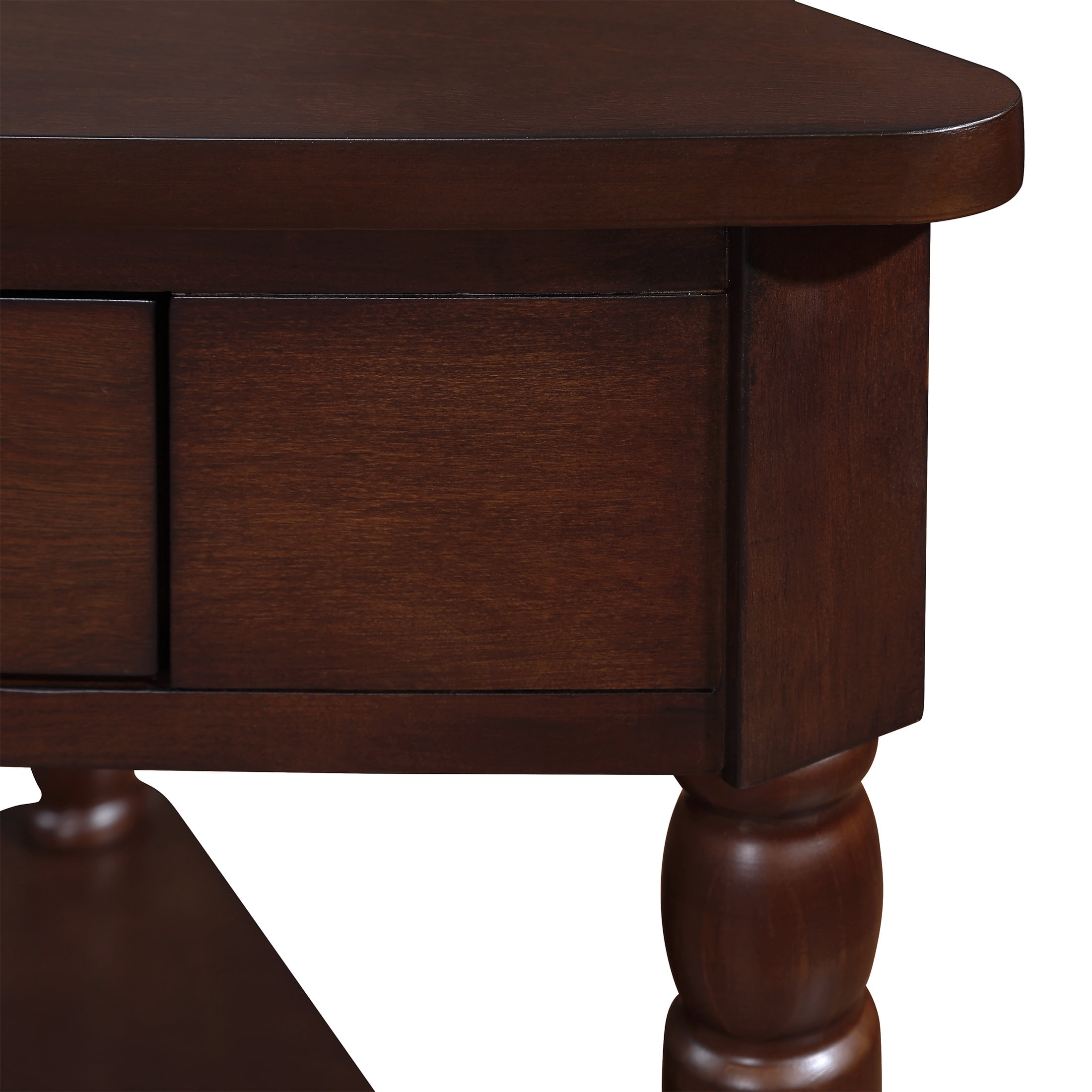 PORKISS Small Triangle Corner Table, End Table Side Table with 1 Drawer Solid Wood Legs, Console Table for Small Spaces/ Living Room, Espresso
