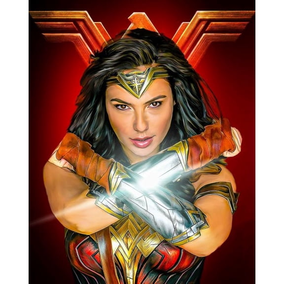 Diamond Painting Kits for Adults 5D DIY Round Diamond Number Kits with Full Drill Large Size 12x16 Inch Wonder Woman Diamond Embroidery Paintings for Home, Office, Wall Decor