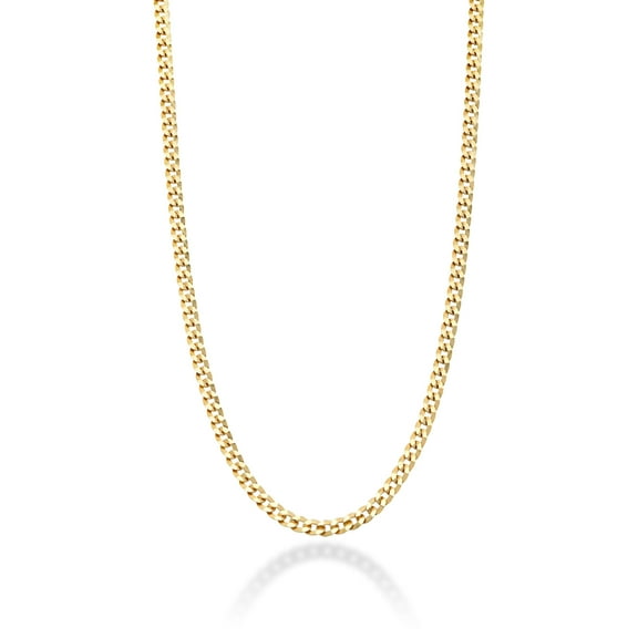 Miabella Italian 18K Gold Over 925 Sterling Silver 2.3mm Curb Cuban Link Chain Necklace for Women Made in Italy(Length 16 Inches (women's choker length))