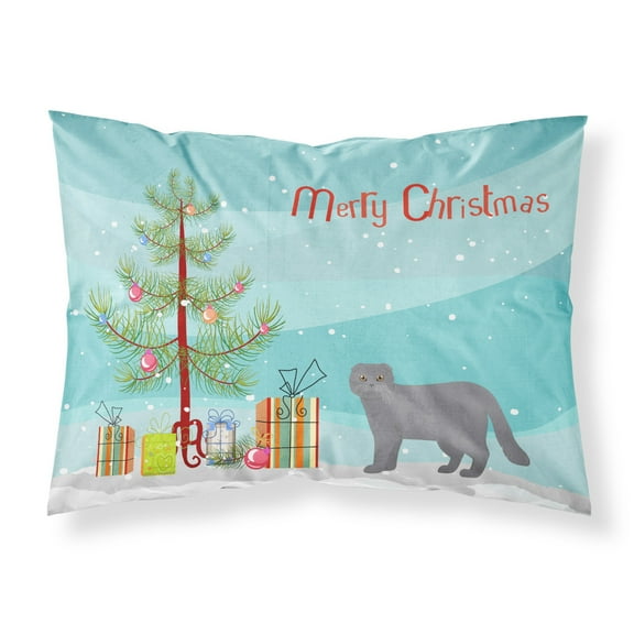 Scottish Fold 1 Cat Merry Christmas Fabric Standard Pillowcase CK4704PILLOWCASE