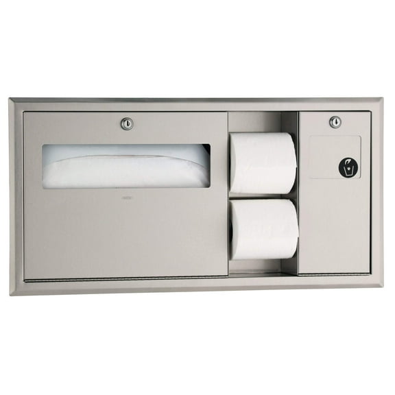 Bobrick B-3092 - ClassicSeries® Recessed-Mounted Toilet Tissue, Seat-Cover Dispenser and Waste Disposal