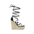 thumbnail image 3 of BLISSFUL STEP Women's Platform Espadrilles Wedge Heel Transparent Straps Sandals Black 6, 3 of 7