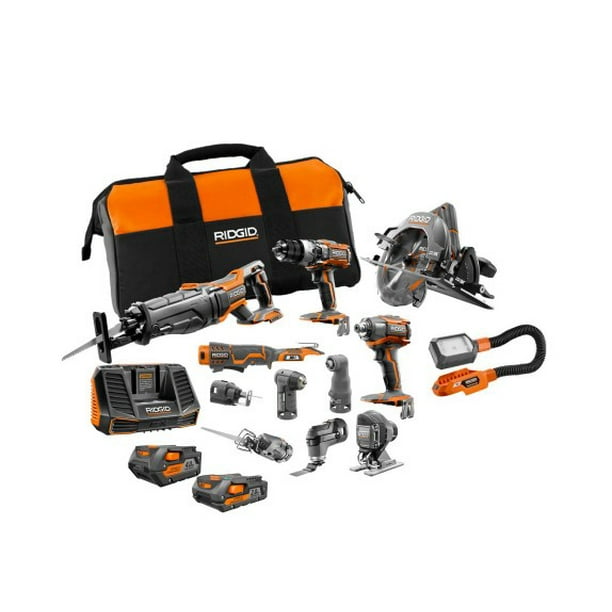 RIDGID 18-Volt Lithium-Ion Cordless 12-Piece Combo Kit with One 4.0 Ah