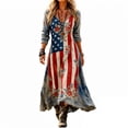 thumbnail image 2 of QUNYINEY Casual Dresses for Women Long Independence Day Patriotic Long Sleeve A Line Dress V-Neck Loose Fit Flowy Summer Dresses, 2 of 4