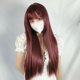 thumbnail image 2 of Peluca de fibra química, peluca larga y recta, extensión de peluca para mujer, color rojo vino, pelo largo y liso, resistente y resistente, 2 of 8