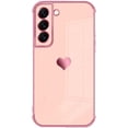 thumbnail image 4 of Compatible with Galaxy S22+Plus Case Camera Lens Protection Luxury Plated Love Heart Cute Side Small Pattern Slim Airbag Shockproof Cover Phone Cases for Samsung Galaxy S22 Plus 5G 6.7"-Pink, 4 of 15
