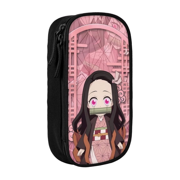 Kamado Nezuko Pencil Case Large Capacity Pencil Pouch Pen Bag Office Stationery Organizer Travel Makeup Bag Black