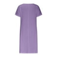 thumbnail image 4 of Robe d'Été pour Femmes 2024 Mode Grande Taille Col Rond Noué Manches Courtes Couleur Coton Lin Robe Longueur Genou avec Manches Courtes et Col Rond 50 % de Réduction!, 4 of 5