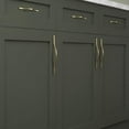 thumbnail image 3 of Goo-Ki 6 Pack Modern Handle Minimalist Cabinet Pull Light Brushed Brass Drawer Handle Wardrobe Cabinet Zinc Alloy Handle, 6.3''/7.6'' Double Hole Centers, 3 of 7