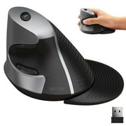 Delton S22 Ergonomic Vertical Wireless Mouse with USB Dongle, 6 Buttons, 3 Level DPI 800/1600/2400, Removable Palm Rest, Noiseless & Durable, Compatible with Laptop, PC, MacBook - Black