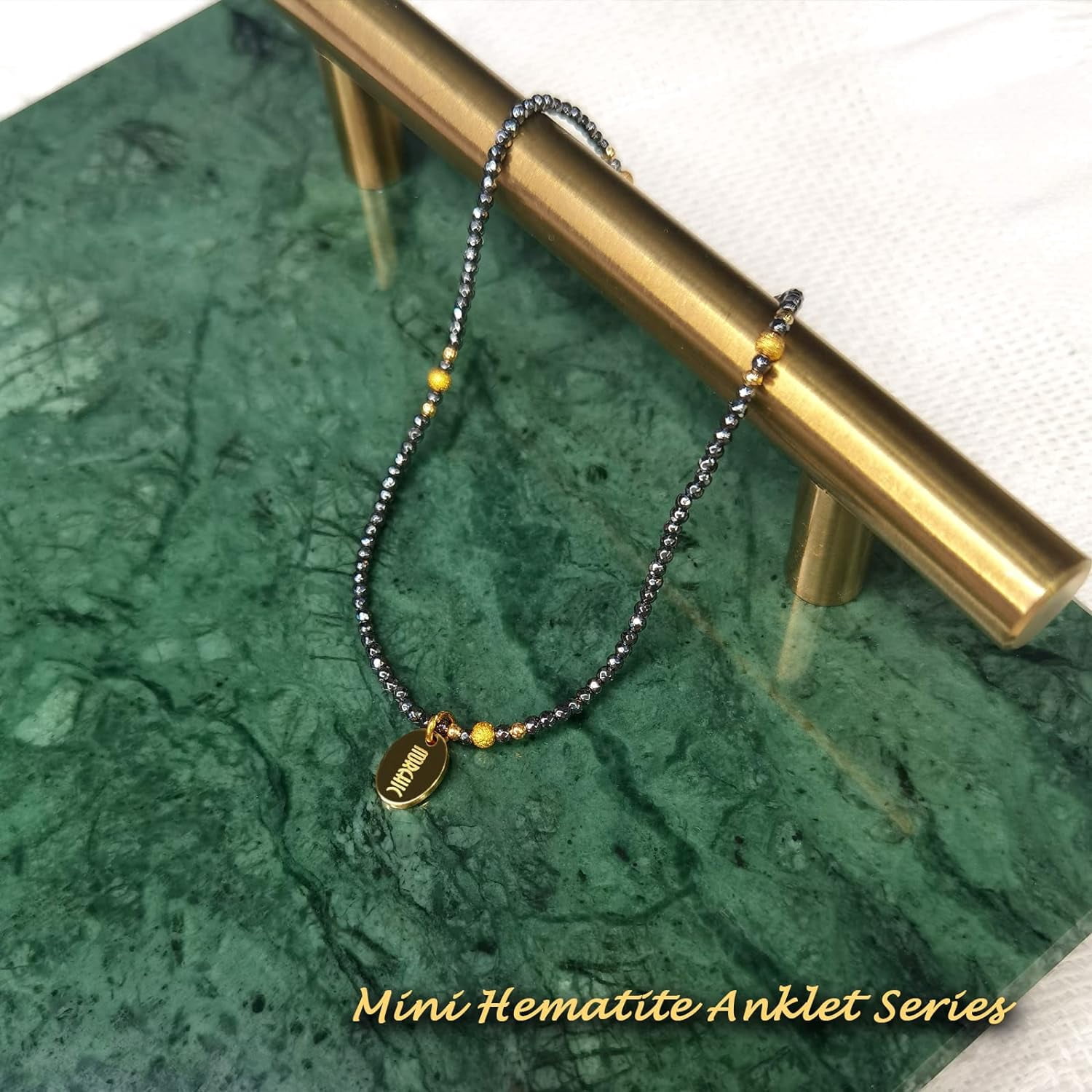 Womens Hematite Anklet, Handmade Foot Chain, Elastic Beach Chakra Jewelry[o5158]
