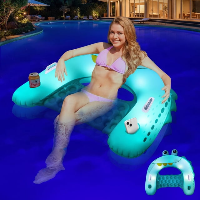 Silla flotante para piscina FlyFreeU con luces solares para adultos