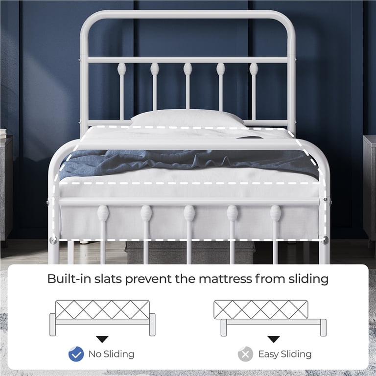 Yaheetech Twin Iron Platform Bed, White Classic Design photo 4