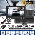 thumbnail image 1 of Dosaele 3 in 1 Camera Car Dash Cam with 4” Touch Screen  Car DVR 170 Degree 1080P HD Dash Cam Dual Lens Dashcam w/Rear View Camera Car Front Back Inside Video Recorder, 1 of 9