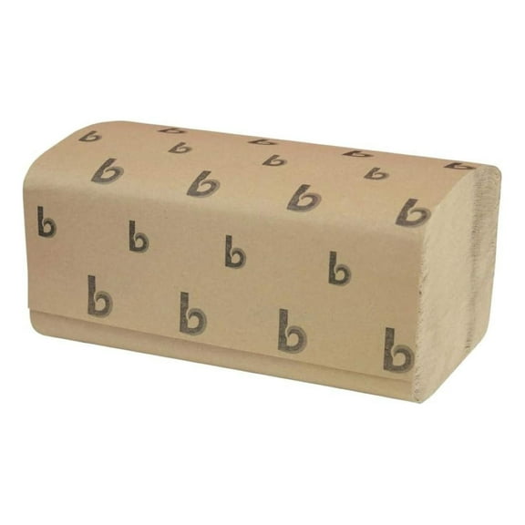 Paper Towels Single-Fold, 1-Ply - 16 Packs of 250, 9" x 9.45" Natural Hand Towels for Washrooms 9 inches