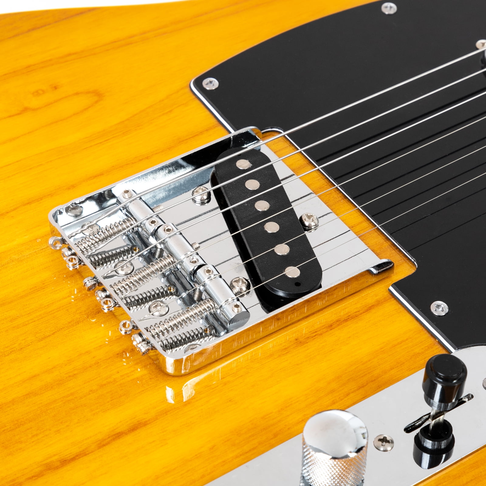 Kepooman 6 String 20W Guitar Beginner Starter Kit for Adult and Kids with Amplifier, Bag Strap, Pick Connector, Wrench Tool, Transparent Yellow