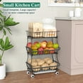 thumbnail image 6 of 3-Tier Rolling Pantry Floor Organizer and Storage Cart with Wheels, Stackable Wire Pantry Baskets for Pantry Shelves, Kitchen Fruit Basket Stand and Storage Rack for Fruit Snack Onion Potato, 6 of 9