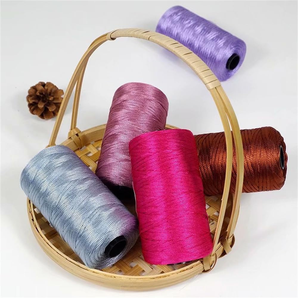 NANAHuang 3 Rolls Crocheting Yarn Cord Polyester Crochet Yarn 2.0mm Cord Thin Ice Cotton Thread Handmade Craft Yarn for Hand Knitting Bag Hat Shoes (Beige)
