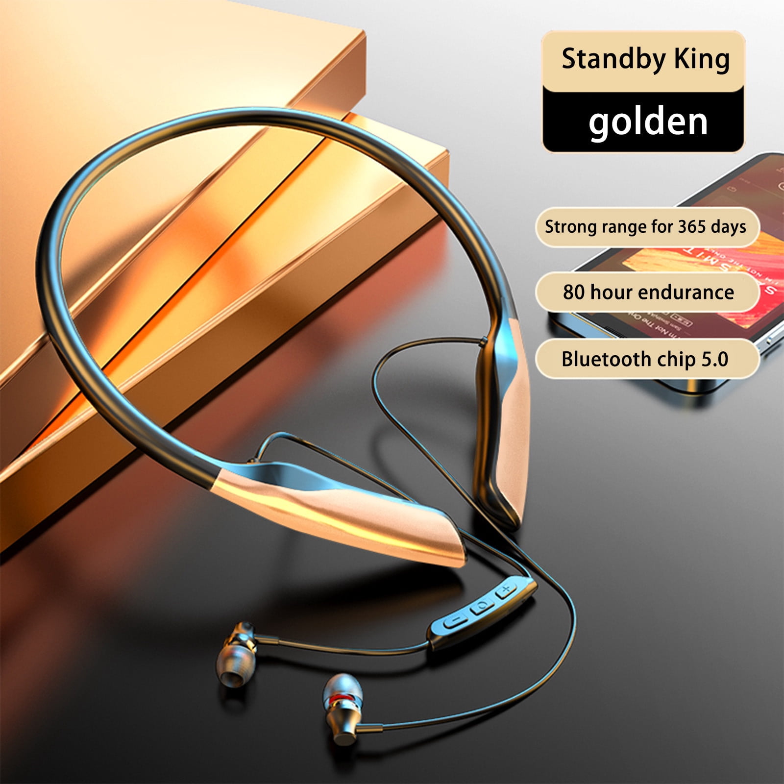 Solo Buds - Wireless Bluetooth Earbuds | 18 Hours of Battery Life | IOS & Android Compatibility | Built-in Microphone,Gold