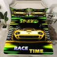 thumbnail image 2 of Erosebridal Fast Car Sheet Set Twin,Yellow Green Bedding Sets Twin Size,Car Theme Twin Sheet Sets,Microfiber Geometric Room Decorative,3pcs, 2 of 7