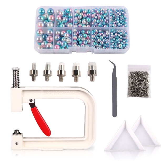 Máquina de ajuste de perlas Botones de remache Tapa de fijación de plástico Camisa Pantalones Chaqueta Kit de herramientas manuales Hecho a mano DIY Accesorio de ropa Tipo 34 4-10 mm Eigraketly HA009177-18B
