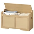 thumbnail image 3 of HOOBRO 39.4" Long Storage Chest, Large Storage Box, Toy Chest with Faux Rattan Decoration, Toy Box Organizer, Shoe Bench, with Safety Hinge and U-Shaped Cutouts, Living Room NL82CW01, 3 of 10