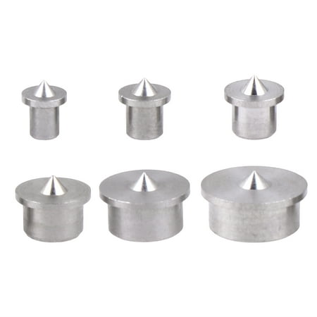 

6PCS/Set 4mm 5mm 6mm 8mm 10mm 12mm Wood Pin Center Dowel Tenon Drill Center Kit Transfer Plugs Point Woodworking Log Pin for Panel Furniture Positioning (Silver)