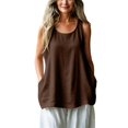 thumbnail image 3 of Womens Loose Fit Casual Tank Tops Square Neck Trendy Sleeveless Tops Clothes Summer Outfits 2026 with Pocket by Yigetop Brown XL, 3 of 8