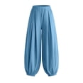thumbnail image 6 of Mifsaly Harem Pants Women High Waisted Wide Leg Alloon Pant Comfortable Lightweight Flowy Office Work Elegant Outfits Light Blue,M, 6 of 7