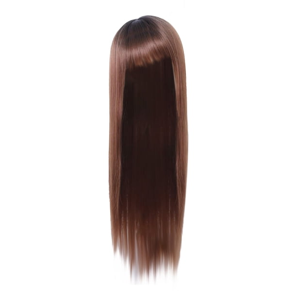 Peluca larga y ligera de fibra natural, pelo liso, peluca Remy marrón