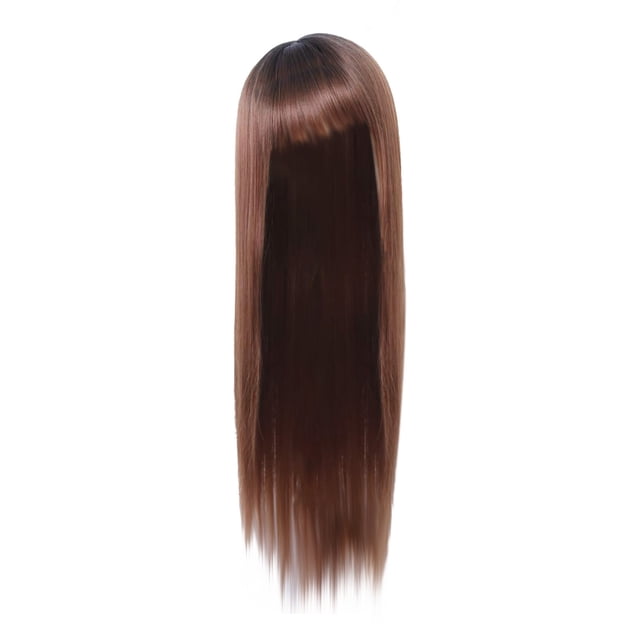 Riforla Perruque Longue Lisse Cheveux Brun Clair Naturel Remy Fibre Résistante à la Chaleur Perruques pour Femmes Brun