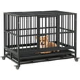 thumbnail image 3 of EastVita Cage pour Chien Robuste de 37 Pouces - Cage à Double Porte avec Roues Verrouillables, Noir, 3 of 8