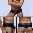 thumbnail image 4 of Men Solid Color Low Rise Sexy U Convex Bulge Pouch T-Back Thong Briefs Underwear, 4 of 7