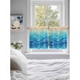 thumbnail image 3 of Teal Blue Ombre 2 Panel Kitchen Curtains for Small Windows, Summer Beach Abstract Ocean Wave Bathroom Tier Curtain, Short Window Treatment for Bedroom/Living Room 55"x36", 3 of 6
