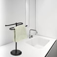 thumbnail image 4 of J&V TEXTILES Classical Steel Towel Rack Holder Stand with 2 Hanging Rings for Bathroom Vanity Countertops - Space Saving Hand Towel Holder Matte Black, 4 of 5