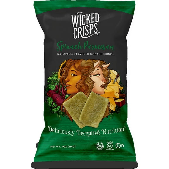 Wicked Crisps Spinach Parmesan - Naturally Flavored Spinach Crisps : 4oz / 6pk