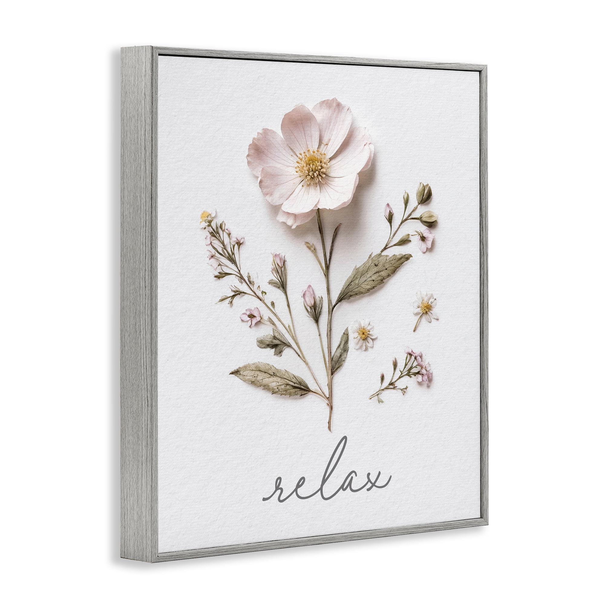 Pressed Flowers Relax Gray Framed Giclee Art, design by Lettered and Lined