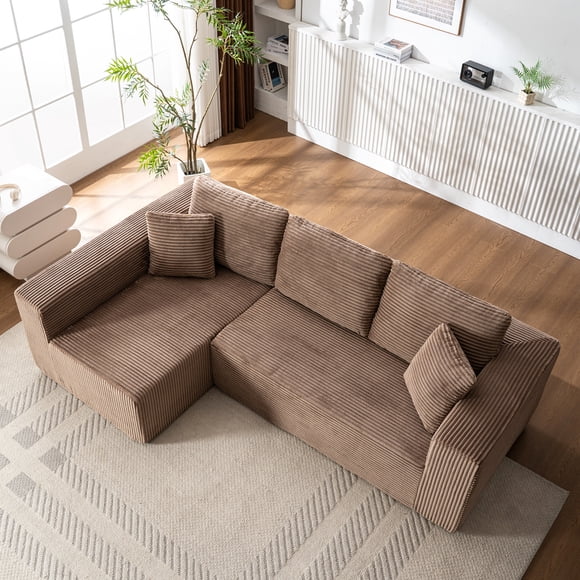 DAJU Canapé Grand pour Salon, Canapé Inclinable Modulaire Moderne, Canapé Nuage en L, Aucun Assemblage Requis, Tissu en Velours Côtelé, Doux et Confortable