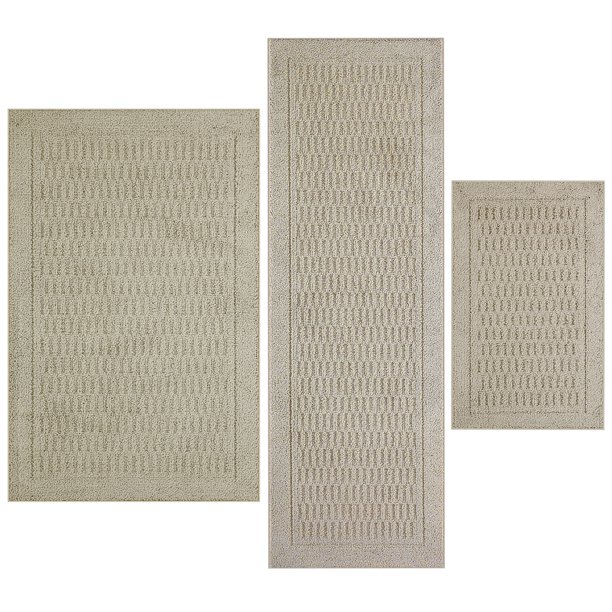Mainstays Machine Washable Dylan Solid Accent Rug Set, Beige, 3Piece