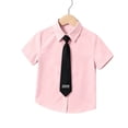 thumbnail image 3 of Odeerbi Camisa de Vestido Para Niños Con Corbata de Manga Corta Con Impresión de Carta Camisas de Uniforme Escolar, 3 of 8