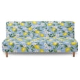 thumbnail image 2 of ZIATUBLES Armless Futon Couch Cover with Elastic Bottom, Stretch Sofa Slipcover Full Queen Size Furniture Protector Machine Washable Sofa Bed Cover, Lemon Flower Print, 2 of 9