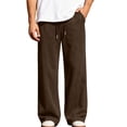 thumbnail image 4 of XIAONU Men's Wide Leg Pants Drawstring High Waist Full Length Pants Soft Cozy Casual Streetwear Pants, 4 of 5