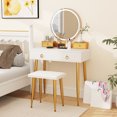 thumbnail image 2 of Patiojoy Makeup Vanity Set Dressing Vanity Desk w/ Mirror & 3-Color Dimmable LED Lights White, 2 of 9