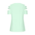 thumbnail image 6 of Sakmal Short Sleeve Tees Mesh Quarter Zip Fashion V-Neck Shirts Green T-Shirts Workout Tops for Women, 6 of 7