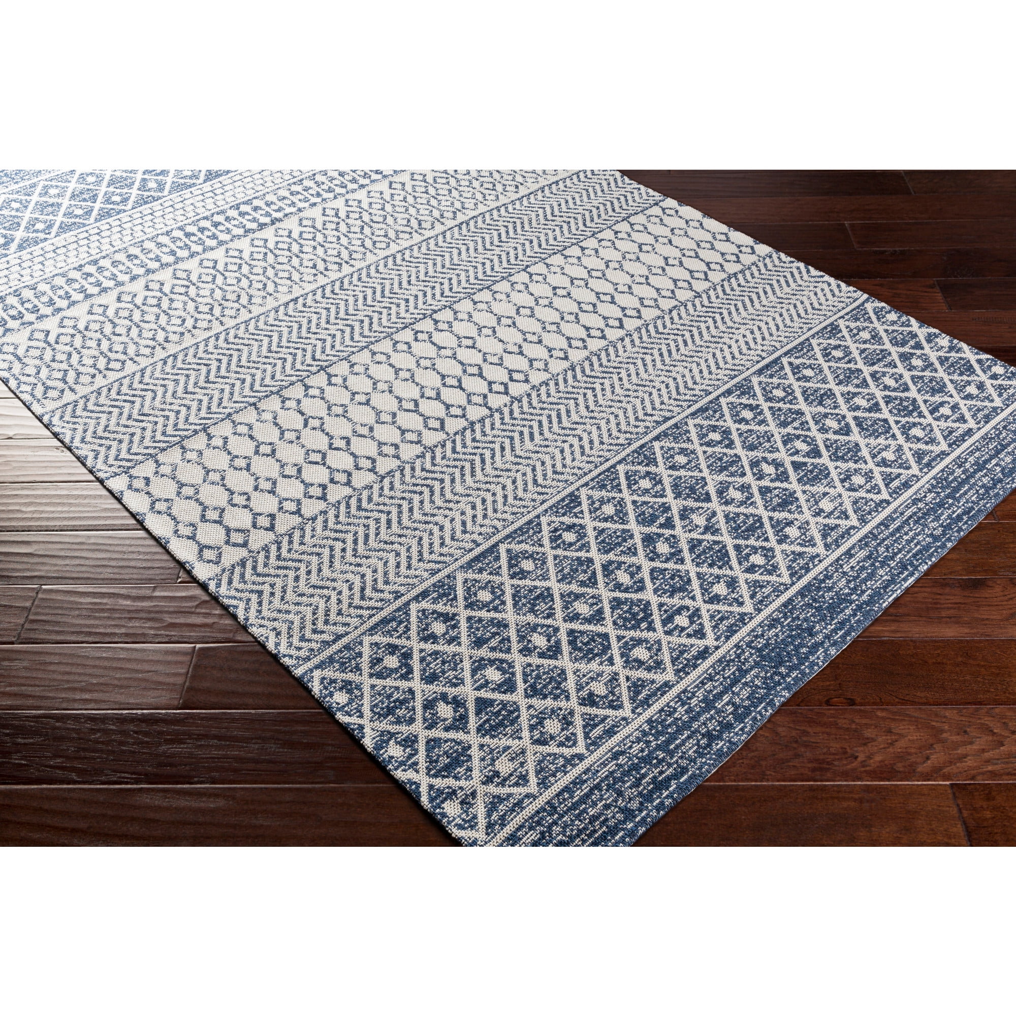 Livabliss Washable Rugs for Living Room, 8x10 La Casa Global Navy Area Rug, Bedroom Dining Room Home Decor Stain Resistant Carpet (7'7" x 10'2")