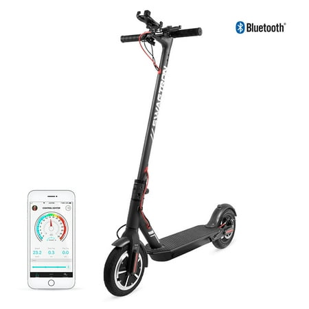 SWAGTRON Swagger 5 Portable and Foldable Electric Scooter with Top Speed at 18 MPH, iOS and Android App for Cruise Control, Headlight, Speedometer, includes Phone